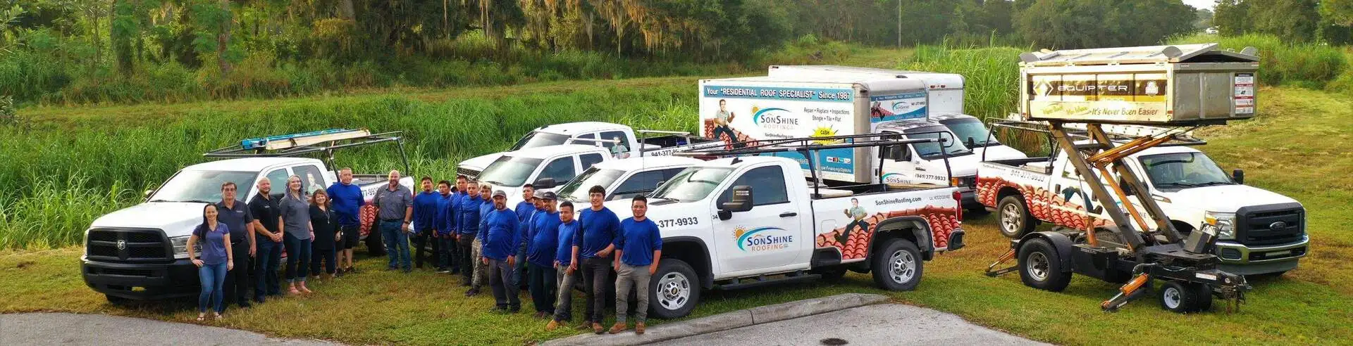 Wide Angle Shot of The SonShine Roofing Team